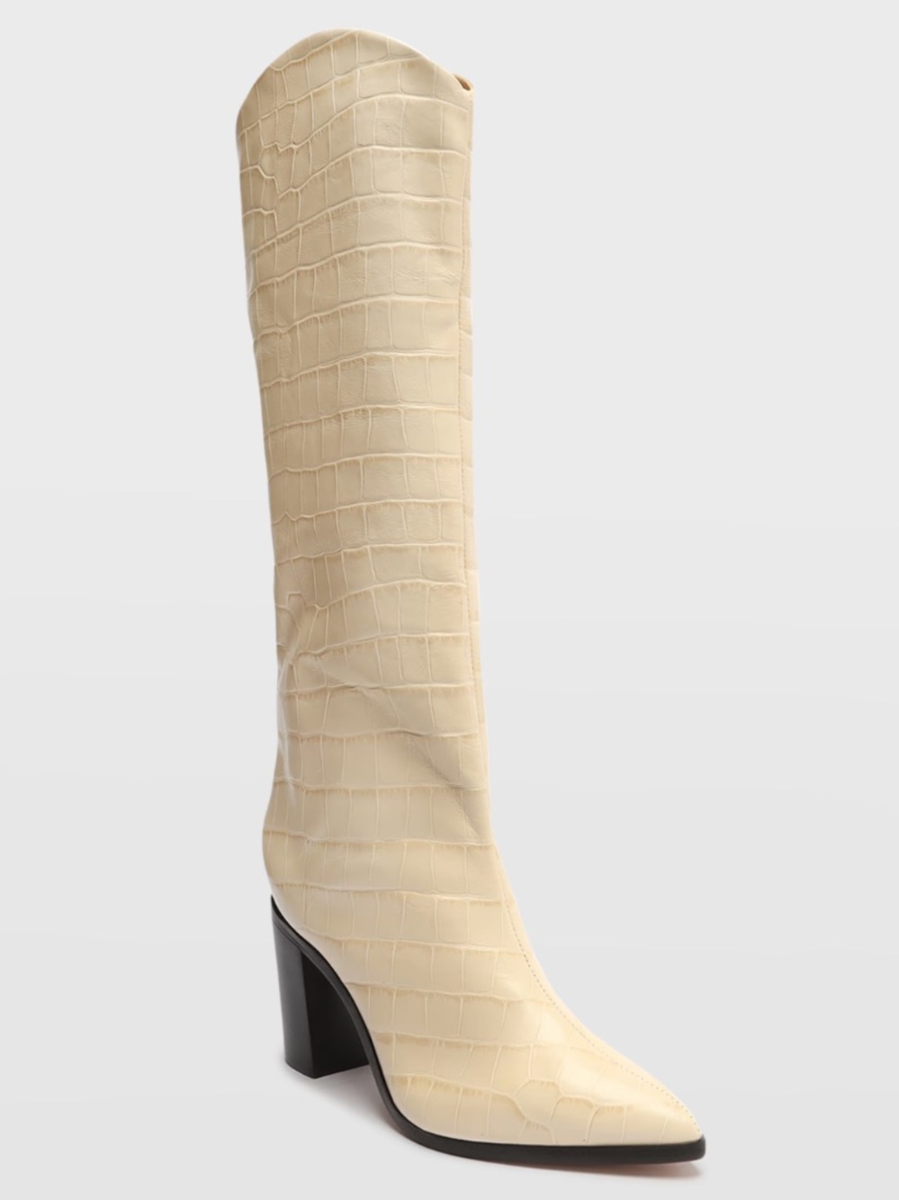 Schutz Analeah Croc-Embossed Knee-High Boots